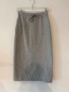 Everyday Gray Drawstring Midi Skirt